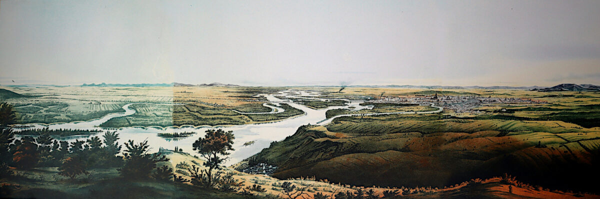 Panorama vom Leopoldsberg aus, Friedrich von Exter, 1853
